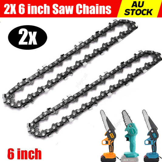 2Pcs 6" Chainsaw Chains for 6 inch Mini Cordless Electric Chain